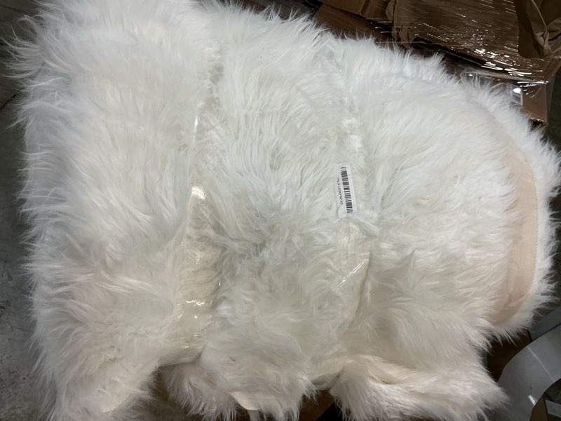 Condition photo showing As Is for Shag Plush Rug 8x10 Area Rugs for Bedroom White Fluffy Living Room Rug Large Washable Faux Sheepskin Furry Fur Rugs for Nursery 8' x 10' (Rectangular) White