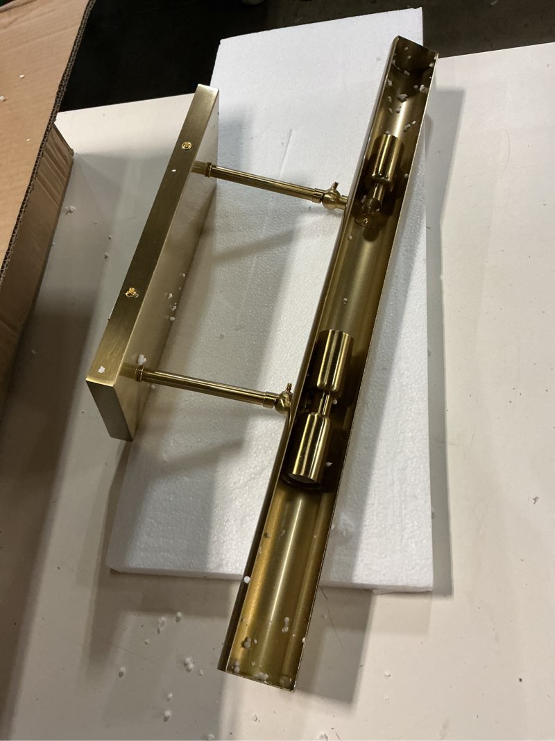 Condition photo showing As Is for bels picture lights for wall hardwired, 24 inch gold wall lights for pictures,3-light e12, 270° adjustable swing arm, plug in wall light for artwork poster portrait library display gold-plugin