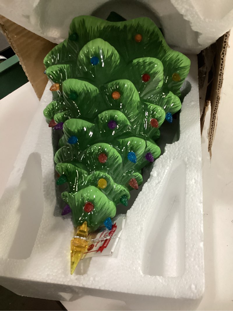 Condition photo showing Good Condition for Mr. Christmas Nostalgic Ceramic Christmas Tree with LED Lights Indoor Decoration, 14 Inches, Green 1ft 2in Green
