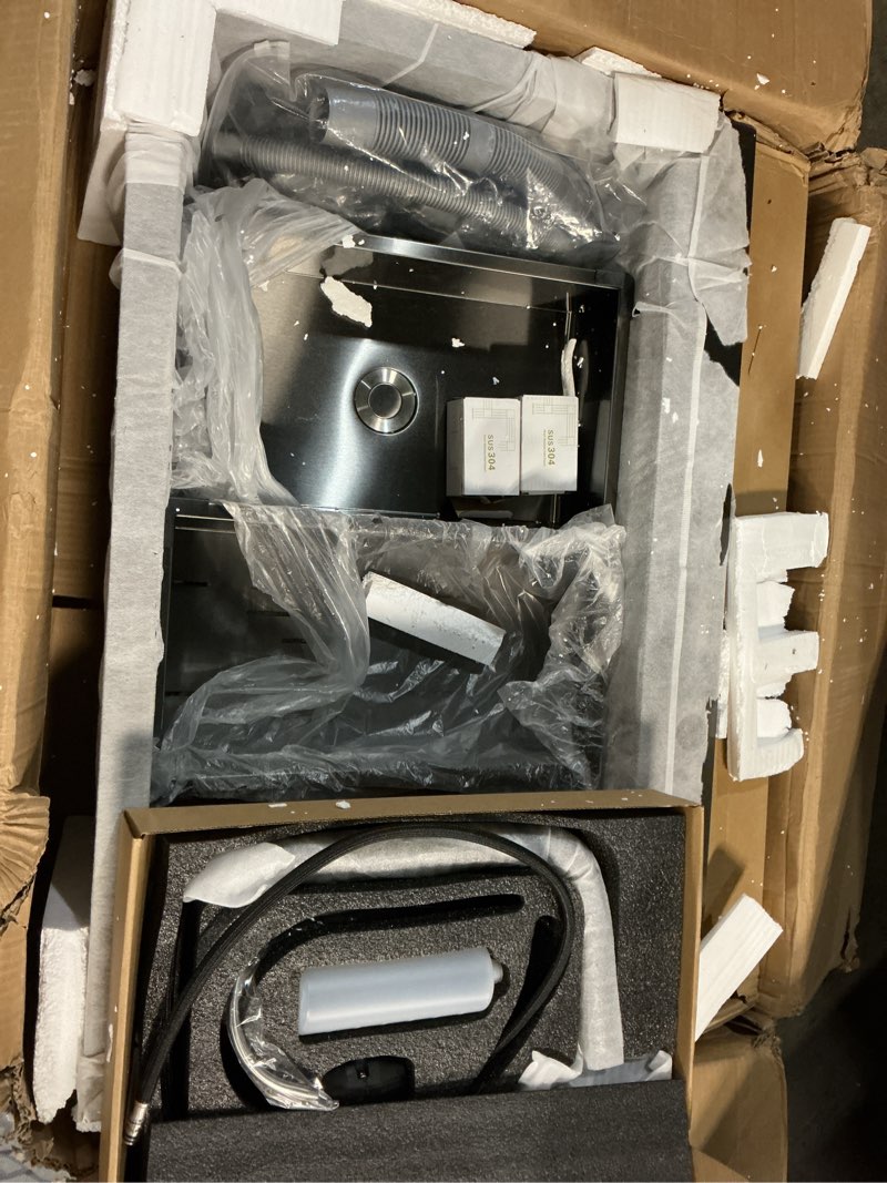 Condition photo showing Good Condition for kitchen sink 304 stainless steel single bowl kitchen sinks?digital display double waterfall sink?with cup washers?water purifying faucet, soap dispenser, smart sinks?33 x 22 inch?