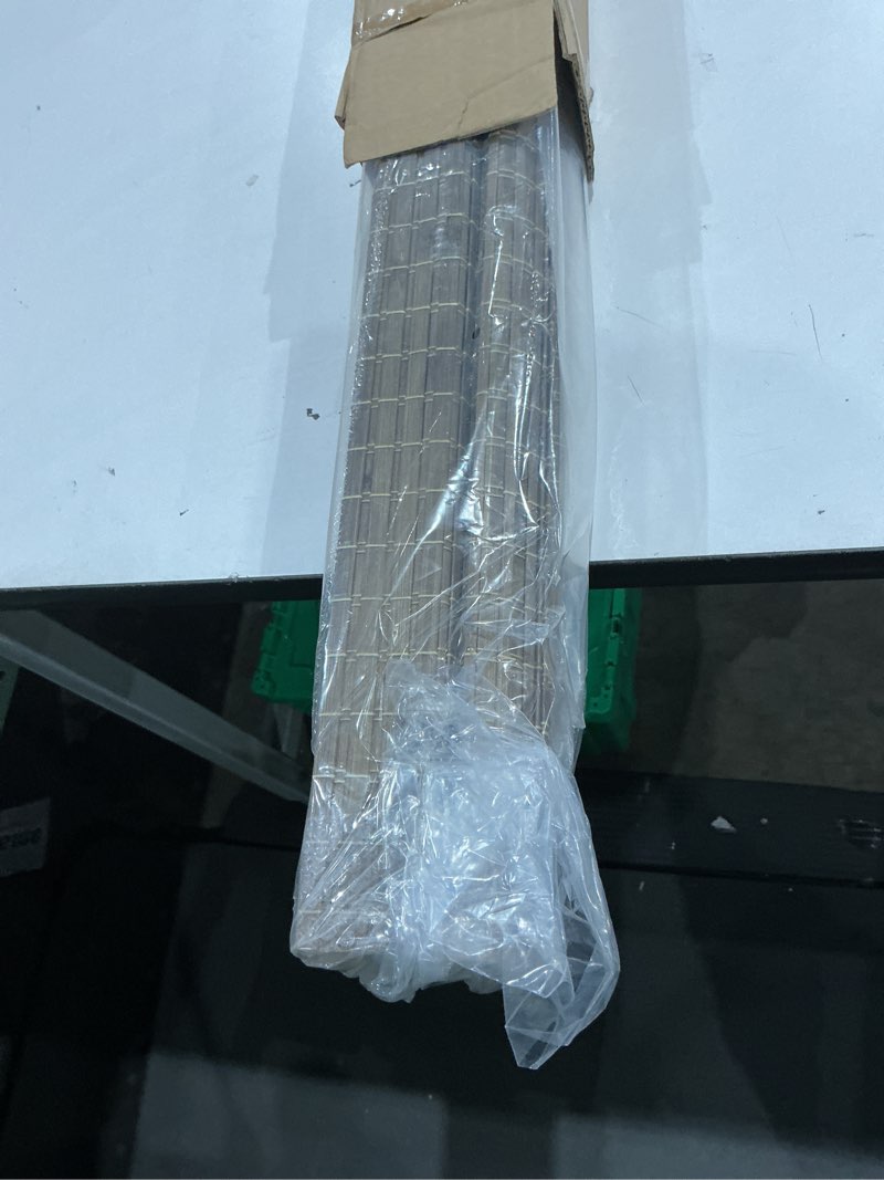 Condition photo showing Good Condition for lazblinds cordless bamboo roman shades, privacy blinds for interior windows, room darkening roll up bamboo blinds for home & patio, 30.5" w x 48" h, bdp-driftwood privacy - driftwood 30 1/2" w x 48" h