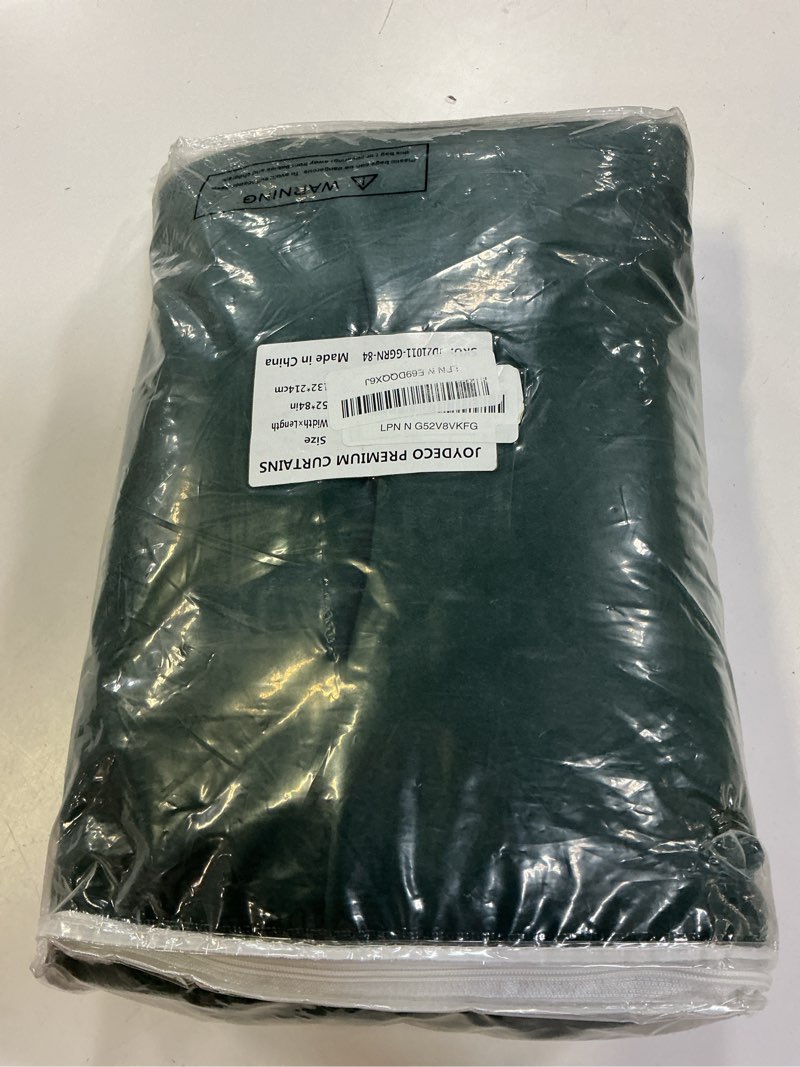 Condition photo showing Good Condition for joydeco dark green velvet curtains 84 inch length 2 panels burg set, luxury rod pocket thermal insulated window blackout curtain, room darkening drapes for living dining room bedroom privacy 52"w x 84"l (pack of 2) rod pocket | dark green