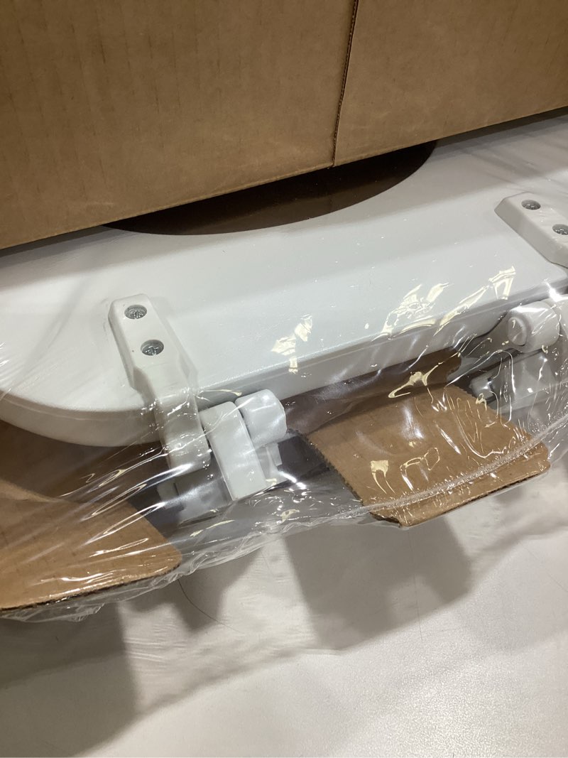 Condition photo showing Good Condition for Mayfair Padded Toilet Seat, Cushioned Soft Vinyl over Wood Core Seat, Secure Hinges, Easy Clean, Made in USA, Round, White Round White Toilet Seat