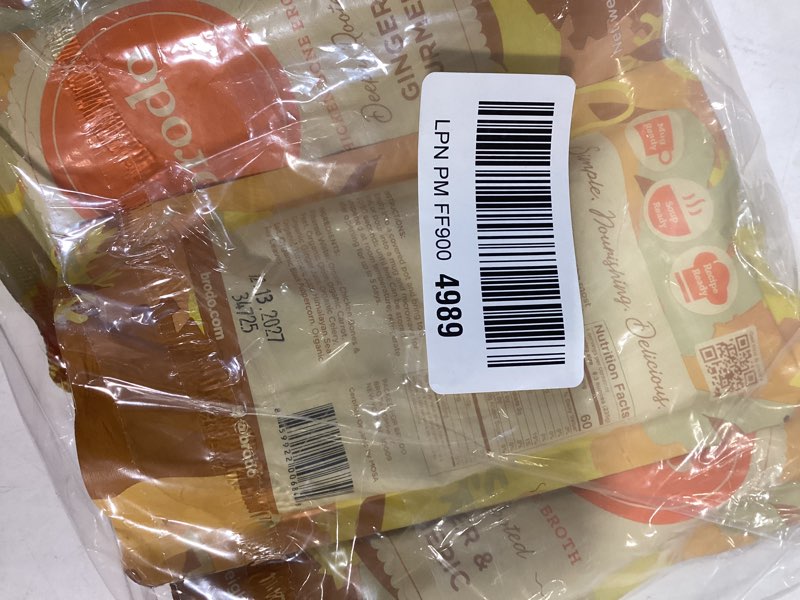 Condition photo showing As Is for Brodo Deeply Rooted Organic Chicken Broth with Turmeric & Ginger, Nutrient-Rich Chicken Bone Broth Organic, High in Protein and Collagen for Wellness and Cooking, (6X 8.3 oz. Pouches) Organic Turmeric-Ginger 8.3 Ounce (Pack of 6)