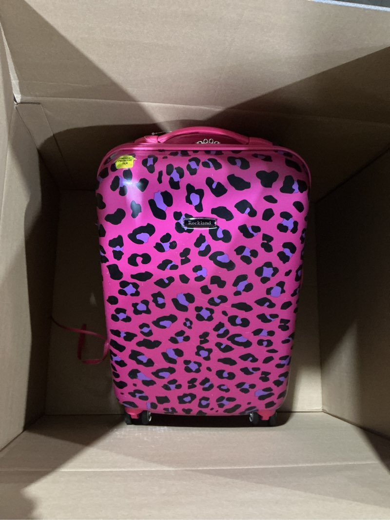 Condition photo showing Good Condition for Rockland Safari Hardside Spinner Wheel Luggage, Magenta Leopard, Carry-On 20-Inch Carry-On 20" Magenta Leopard