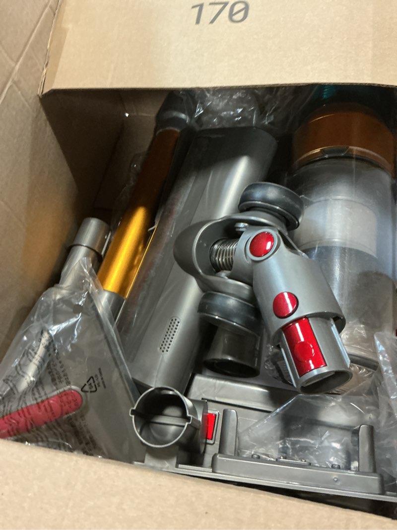 Condition photo showing As Is for cordless vacuum cleaner for home 600w 60kpa upgraded powerful stick vacuum up to 75mins, anti-tangle & wall mount charging, 8 in 1 lightweight vacuum cleaners for home/pet hair/carpets/floors gold 600