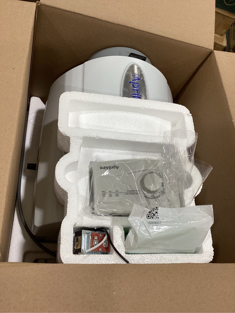 Condition photo showing New/Like New for AprilAire 500M 12-gal. Whole-House Small Bypass Evaporative Humidifier with Manual Control for up to 3,600 sq. ft. + AprilAire Model 5843 Humidifier Installation Kit Humidifier + Installation Kit