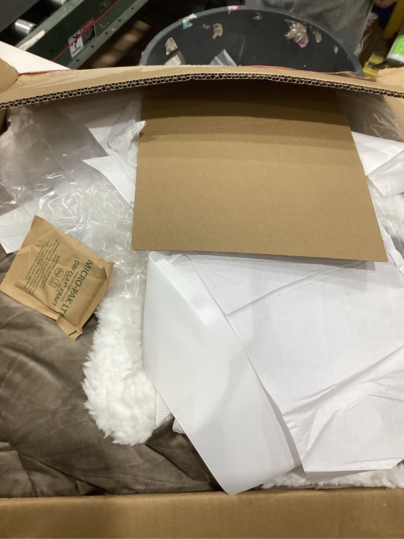 Condition photo showing As Is for UGG Blissful Comforter Set with 2 Pillow Shams Reversible White Comforter Plush Fluffy Warm Bed Set Premium Hypoallergenic Down Alternative Bedding Breathable, King/California King, Brown Fawn Brown King