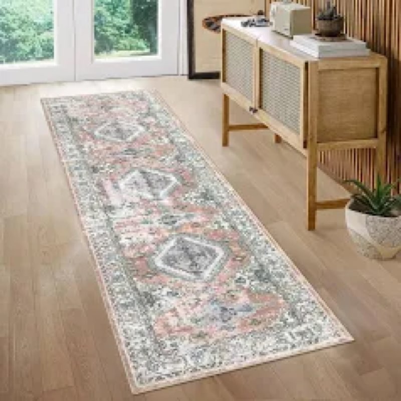 LUXLOOM Hallway Runner Rug 2x6 Washable Runner Rug Vintage Rug Runner Indoor Soft Non Slip Mat Ultra