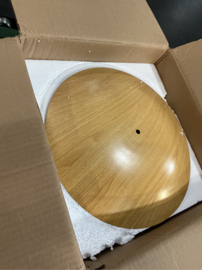 Condition photo showing New/Like New for minimalist modern white globe glass ceiling light round walnut grain semi flush mount ceiling lamp fixture wood grain nordic retro hallway close to ceiling light for entryway porch balcony log color