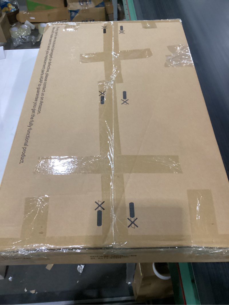 Condition photo showing New/Like New for Small Portable Standing Rolling Desk - 32 Inch Adjustable Mobile Stand Up Teacher Desks with 2 Fabric Drawers on Wheels, Couch Sofa Side Laptop Table with Storage for Bedroom Home Office, Rustic Brown 31.5" Brown