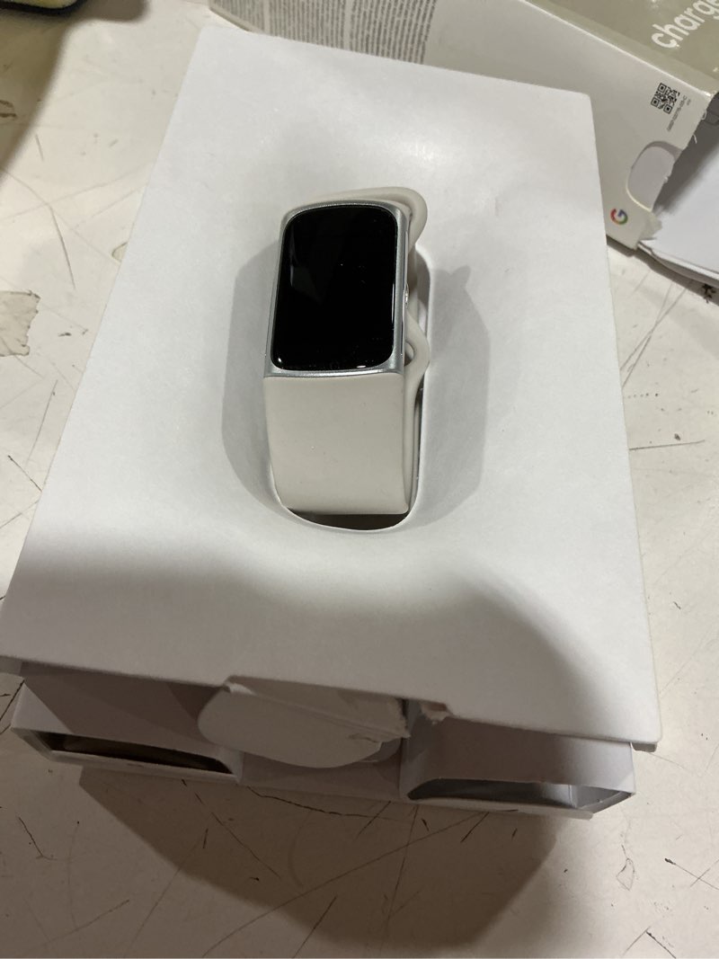 Condition photo showing Good Condition for fitbit charge 6 fitness tracker with google apps, heart rate on exercise equipment, 6-months premium membership included, gps, health tools and more, porcelain/silver, one size (s & l bands included) silver case w/ white band tracker