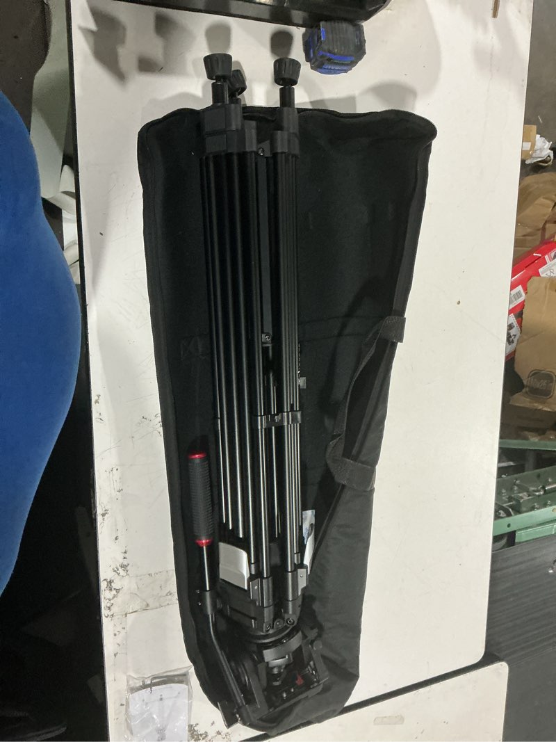 Condition photo showing As Is for takerers 74.8in/190cm video tripod with fluid head 360°?one-step max height?aluminum alloy heavy duty tripod for camera dslr, professional video camera with damping adjustable,qr plate, max load 33lbs