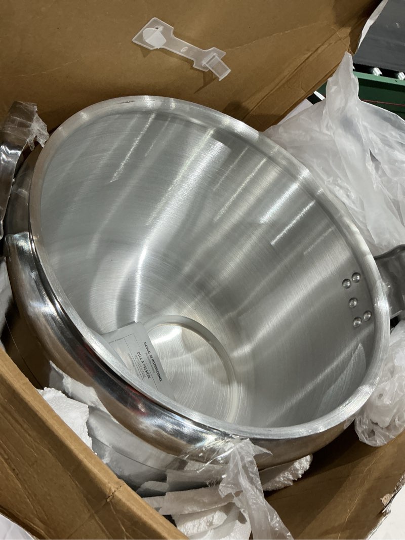 Condition photo showing Good Condition for incomplet)))universal (extra large) 53-quart aluminum pressure cooker for professional use – commercial-grade, 2 safety valves, reinforced handles, easy-open lid, – ideal for large kitchens, and restaurants 53 quarts