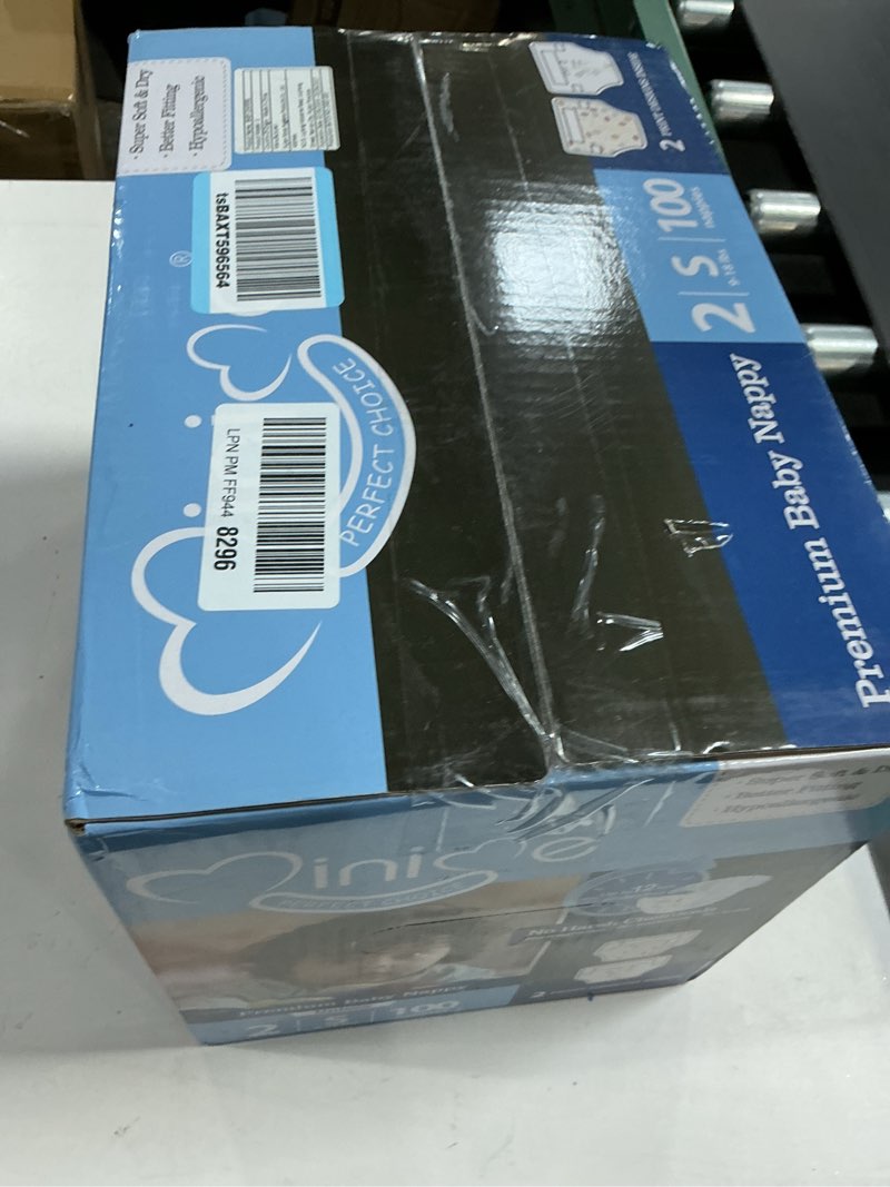 Condition photo showing New/Like New for Minime Baby Diapers - Size 2 (9-18 lbs), Small, 100 Count, Premium Ultra Soft Disposable Baby Diapers, Hypoallergenic, Fragrance Free