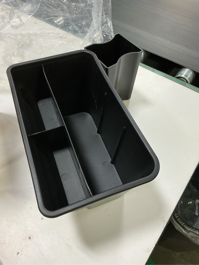 Condition photo showing Good Condition for karltys rear center console organizer for tesla model y 2020-2024 2025 accessories 2nd row back seat storage box under seat rear middle air outlet trash can container bin abs black(not for juniper)