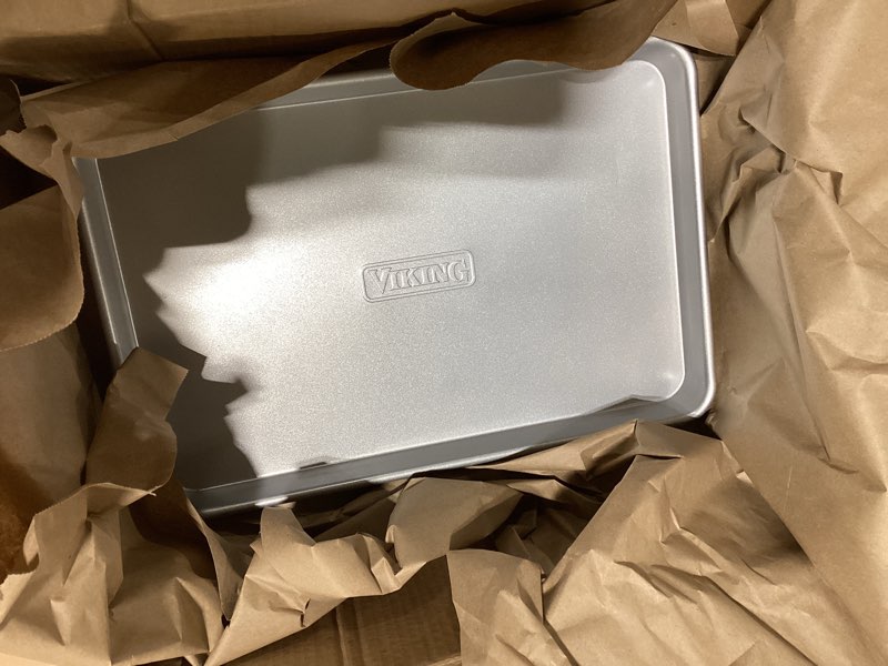 Condition photo showing Good Condition for viking premium 15-inch nonstick baking sheet pan, made without pfas, heavy gauge aluminized steel cookie sheet with reinforced iron frame, oven safe to 475f 15 inch