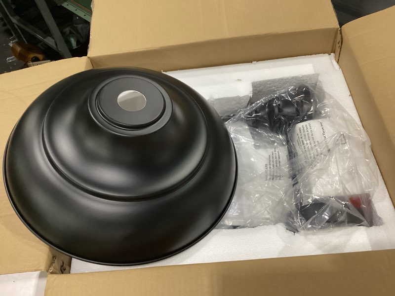 Condition photo showing New/Like New for dusk to dawn sensor outdoor barn light fixture, 16 inch dome farmhouse outdoor wall sconce, rustic exterior wall mount light, industrial black white wall lantern for porch, 1 pack black & white, 1 pack dusk to dawn