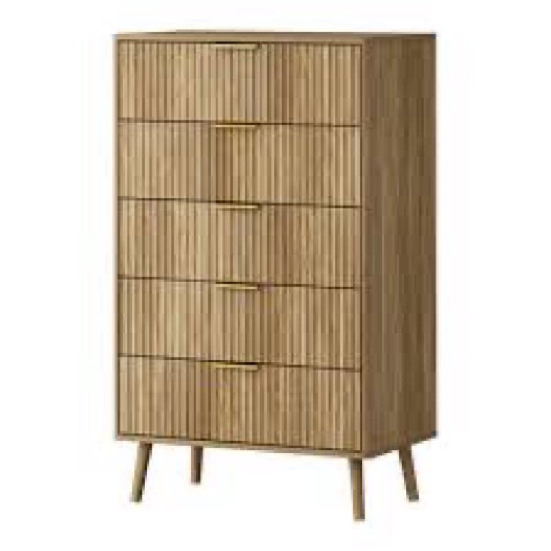 fluted 5-drawer dresser for bedroom, 28" modern chest of drawers with deep drawers, curved profile design, wood drawer organizer for living room, hallway, nursery, hallway closet