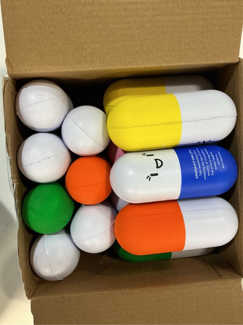 Condition photo showing New/Like New for arrowbash 18 pcs vitamin pill stress ball cna week appreciation gift for nurses doctor pill shaped foam inspirational coworker employee thank you stress ball with cute cartoon emotion face (emergency) 18 emergency