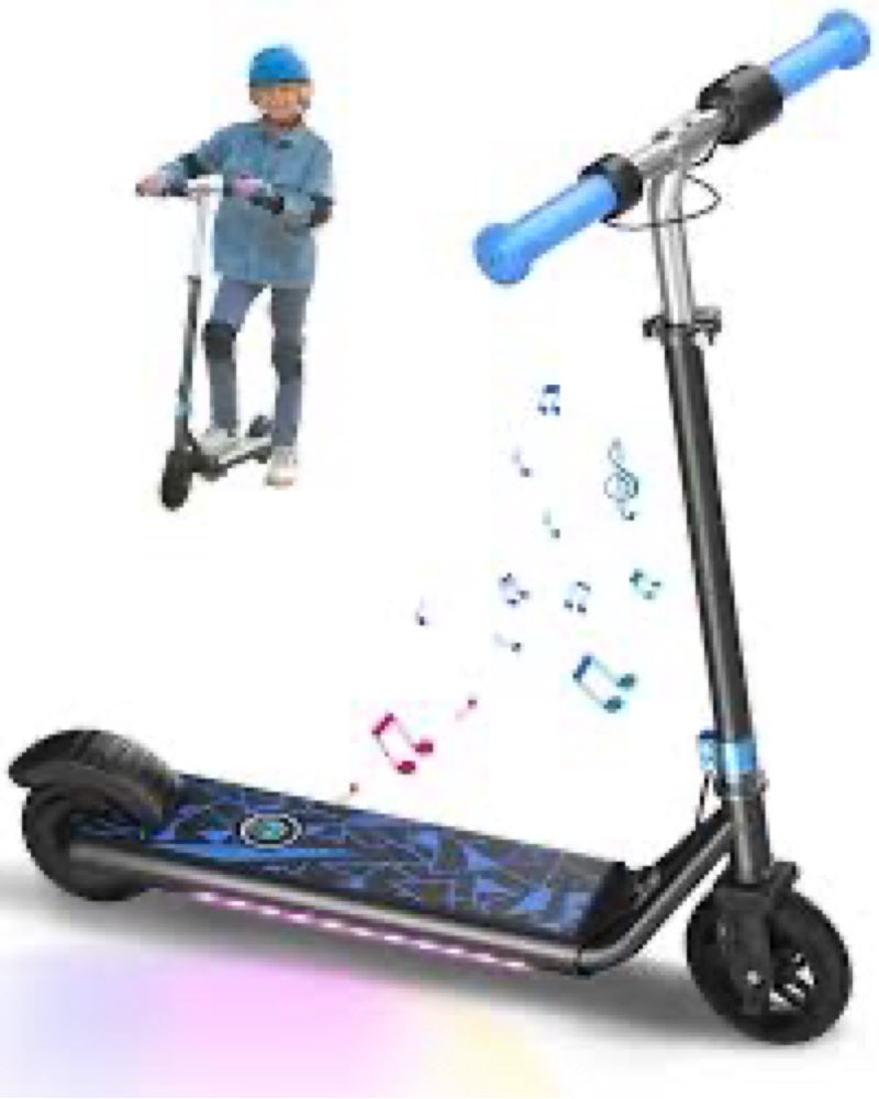GYROOR Kids Electric Scooter, with 180W Motor & LED Visible Display, Colorful Lights, Adjustable Speed and Height, 10 Mph & 10 Miles Range Electric Scooter, Electric Scooter for Kids Ages 8-12