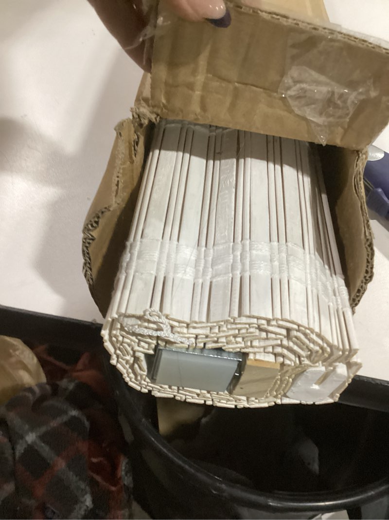 Condition photo showing Good Condition for Cordless Light Filtering Mini Blind - 34 Inch Width, 64 Inch Length, 1" Slat Size - Woodtone - Cordless GII Morningstar Horizontal Windows Blinds for Interior by Achim Home Decor 34"W x 64"H Woodtone