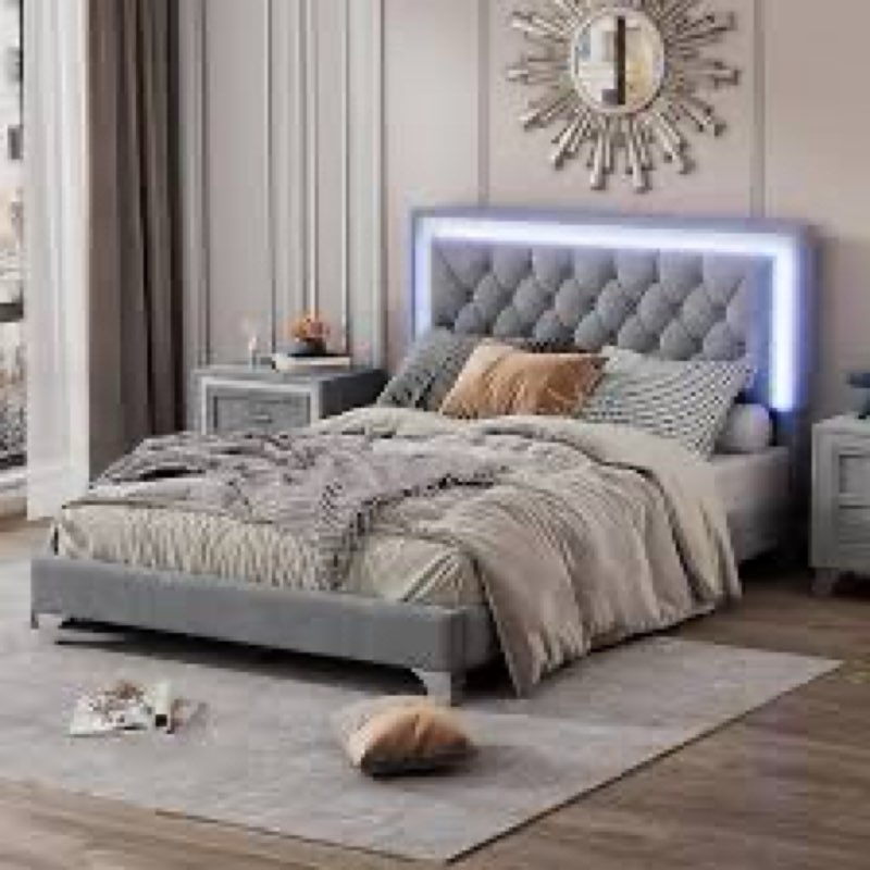 ( similar )Upholstered Bed With Lights Headboard