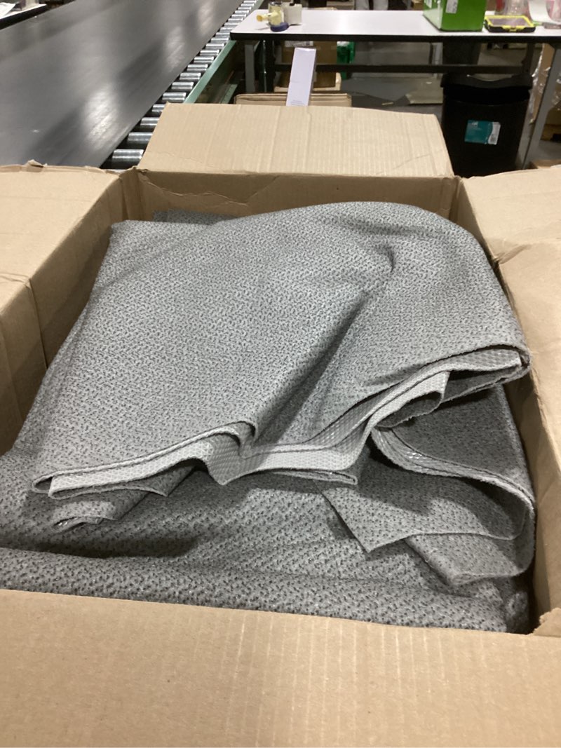 Condition photo showing As Is for Mohawk Home Low Profile Waterproof Rug Pad Utility Solid Gray 10' X 14' Pet and Kid Proof Rug Pad Perfect for Kitchen, Living Room, Kids Room, Dining Room 1/10" Thick 10' x 14' (Rectangular)