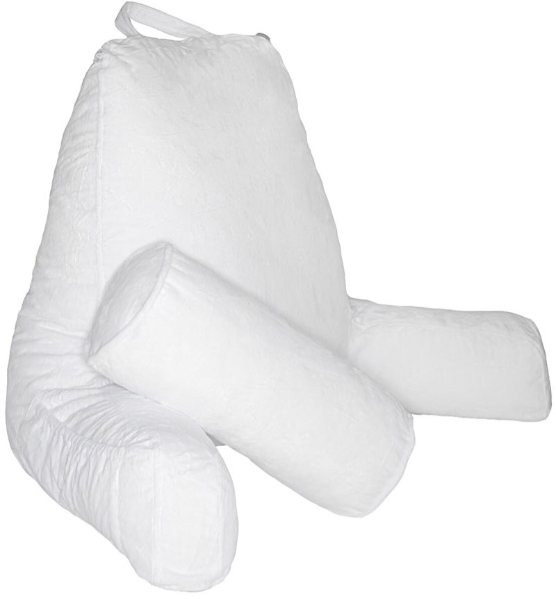 ((Incomplete))Husband Pillow - White Bed Rest with Arms for Sitting Up