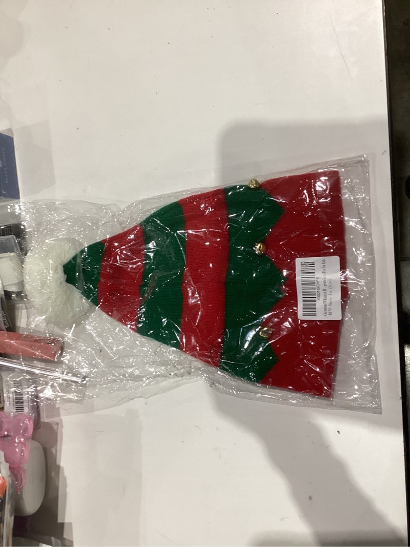Condition photo showing As Is for Yinxiang Jie Christmas Elf Knitted Hat,Xmas Beanie Knitted Pom-pom Santa Hat for Kids