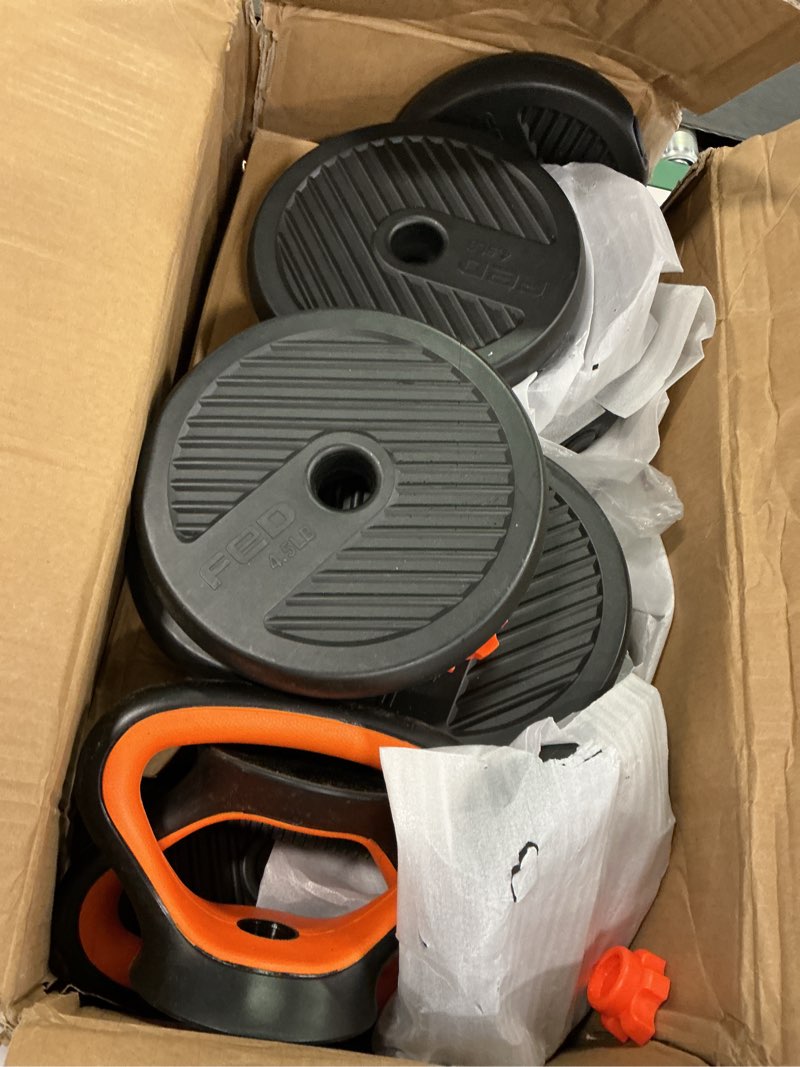 Condition photo showing As Is for FEIERDUN Adjustable Dumbbells, 50lbs Free Weight Set with Connector, 4 in1 Dumbbells Set Used as Bar