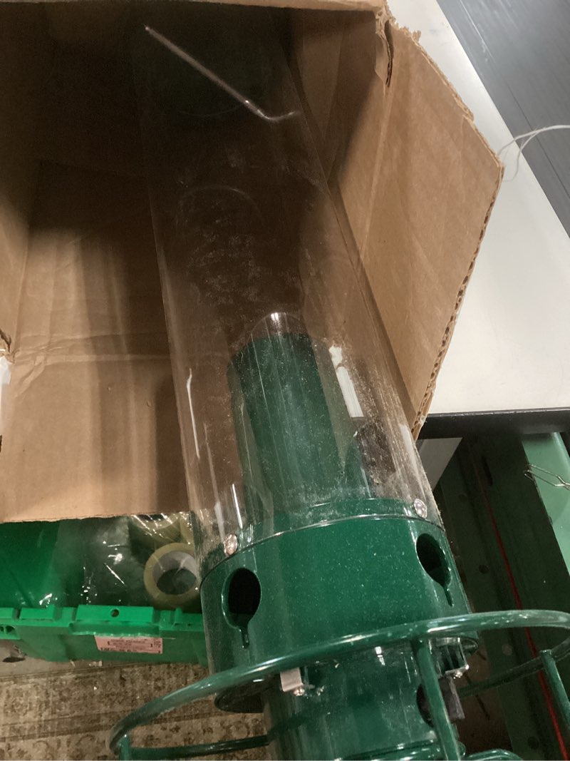 Condition photo showing As Is for droll yankees squirrel proof bird feeders for outdoors - yf-m - flipper, collapsible perches, 5-pound seed capacity, green yankee flipper