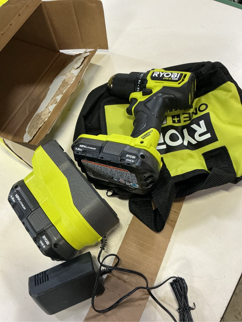 Condition photo showing Good Condition for one+ hp 18v brushless cordless compact 1/2in. drill/driver kit with (2) 1.5 ah batteries and charger