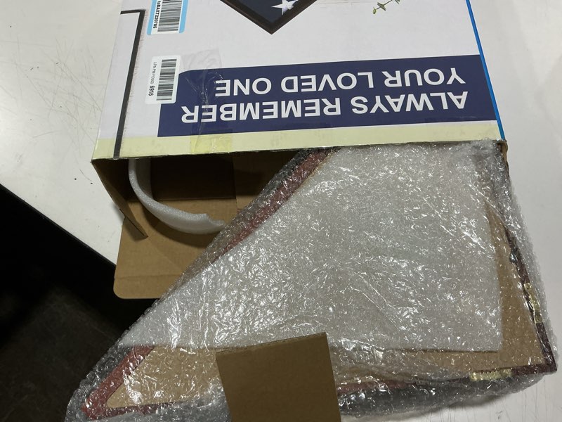 Condition photo showing Good Condition for Premium Flag Display Case for Burial Flag - Military Shadow Box for 5x9.9 Veteran Burial Flag, Solid Wood Wall Mounted Flag Holder with Transparent Glass Front - Memory Box for Veteran Funeral Flags 5"x9"-Cherry