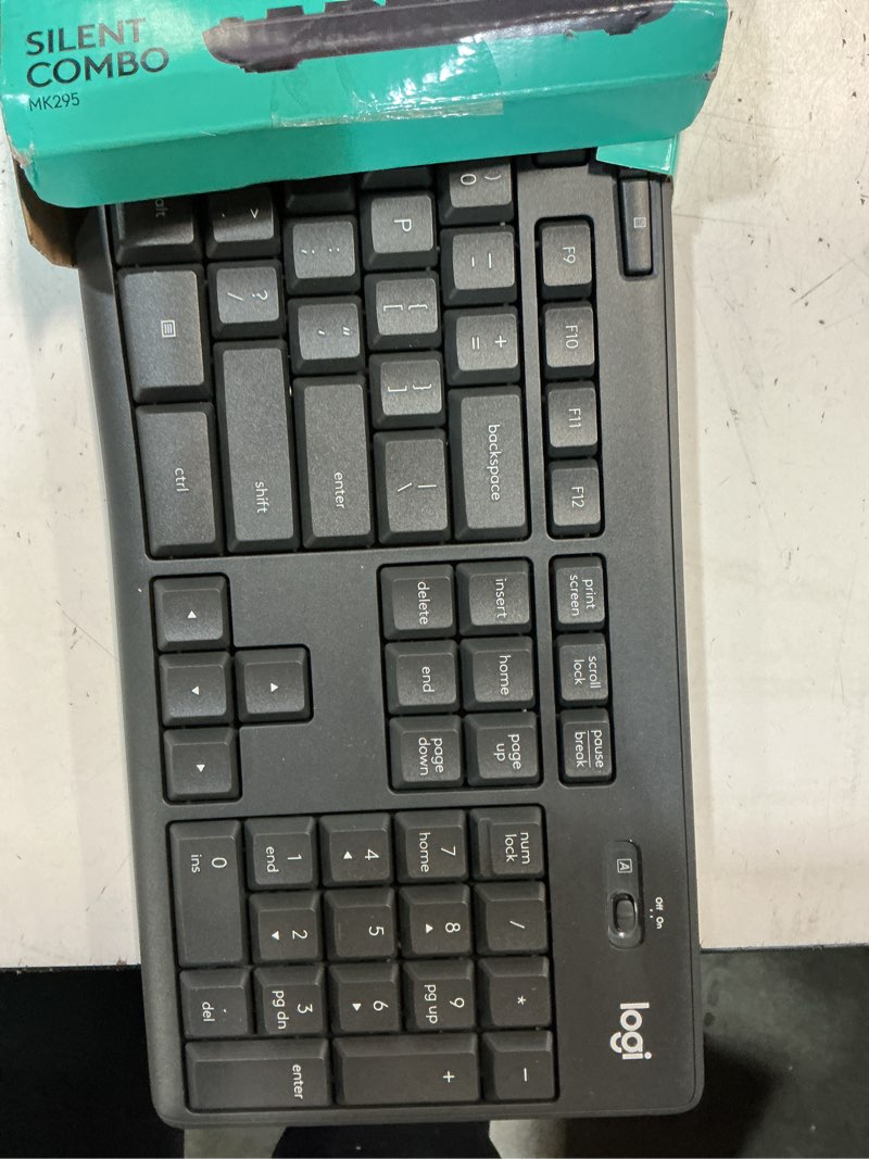 Condition photo showing Good Condition for logitech mk295 wireless mouse & keyboard combo with silenttouch technology, full numpad, advanced optical tracking, lag-free wireless, 90% less noise - graphite