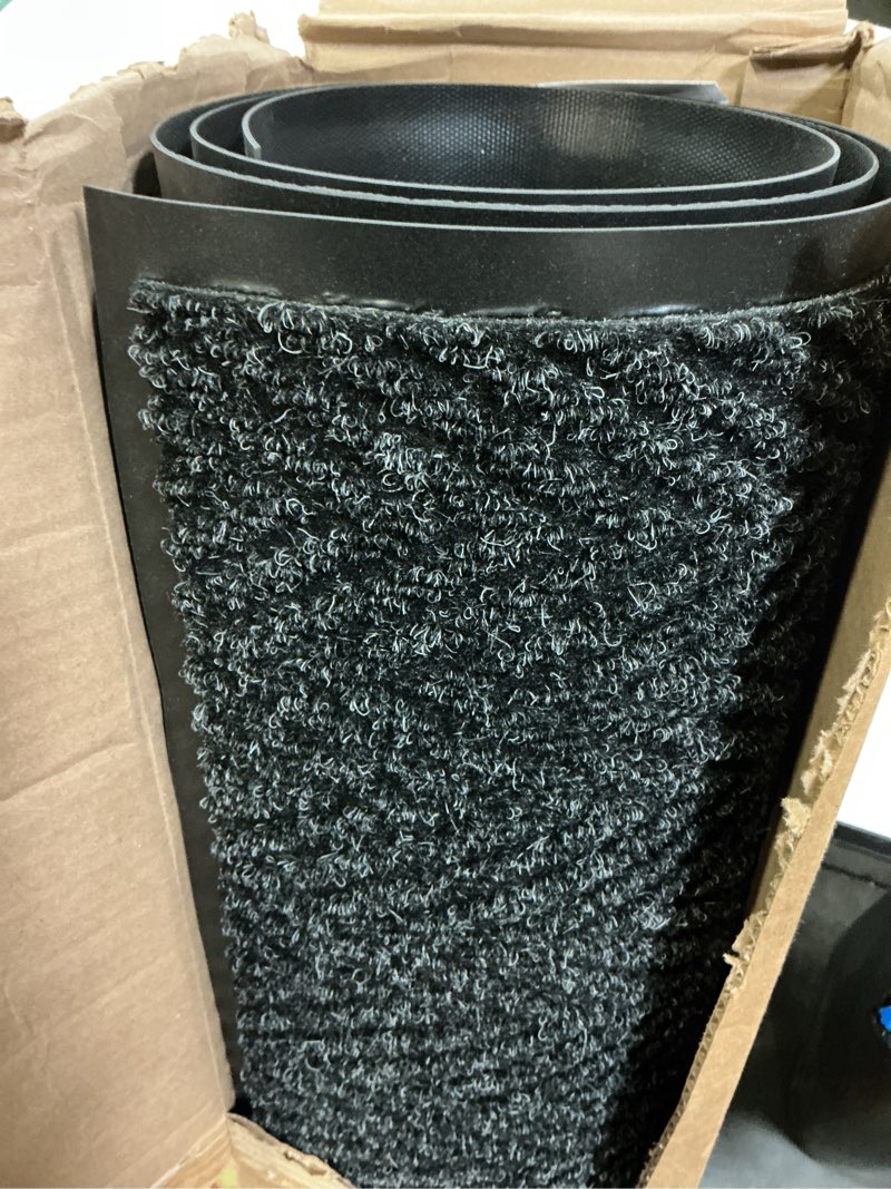 Condition photo showing Good Condition for notrax 109 industrial door mat, 3' x 10' large entrance mat, heavy duty commercial rug for businesses, welcome lobbies, garage, and mudroom, made in the usa, charcoal black, brush step 109s0310ch 3' x 10' (rectangular) charcoal solid
