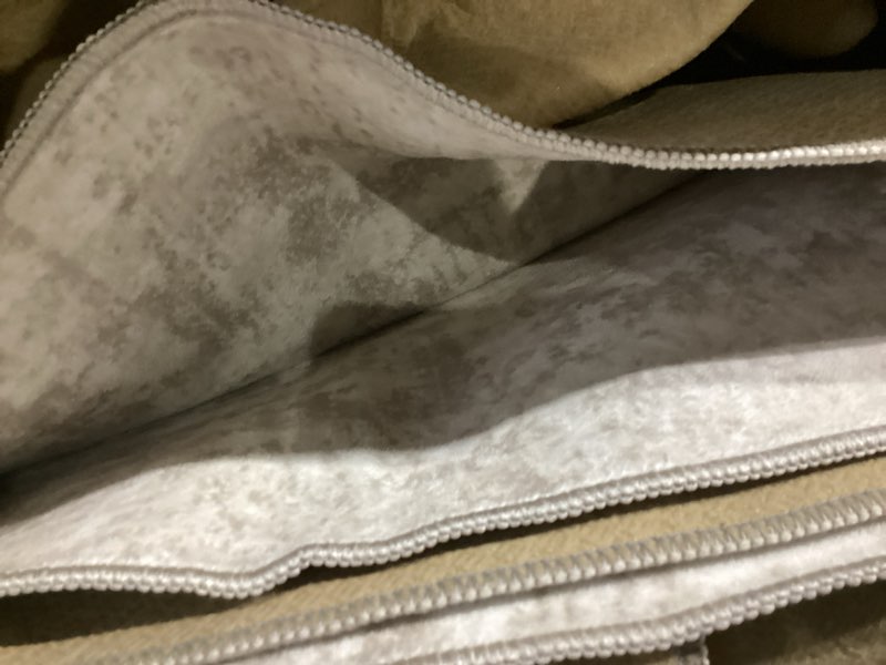 Condition photo showing As Is for large area rug white wite beige spots 