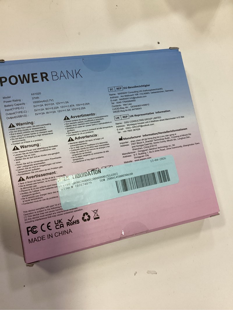 Condition photo showing New/Like New for asperx 2-pack power bank 10000mah, portable phone charger power battery pack, 22.5w dual-usb fast charger, type c cable