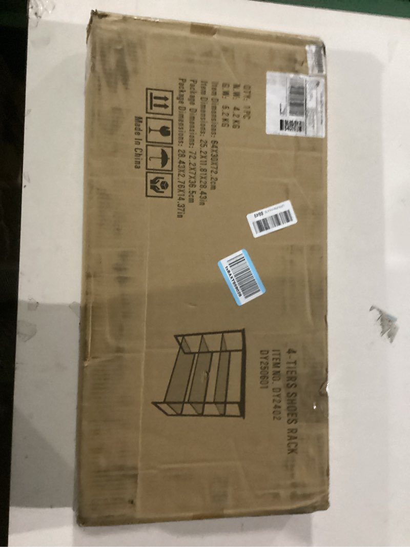 Condition photo showing Good Condition for SONGMICS Shoe Rack, 4-Tier Shoe Organizer, Metal Storage Shelf, Upright or Upside Down, for 10-15 Pairs, Stackable, for Entryway, 11.8 x 26.8 x 29.5 Inches, Black ULSA204B01 Black 4 Tiers (26.8"W)