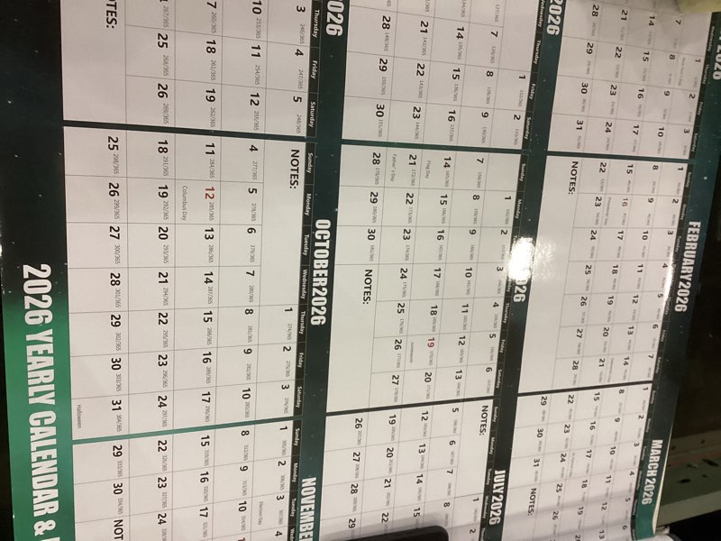 32" x 48" Apricity 2026 Wall Calendar Dry Erase - Dark Green Wall Calendar Wet & Dry Erasable Lamina