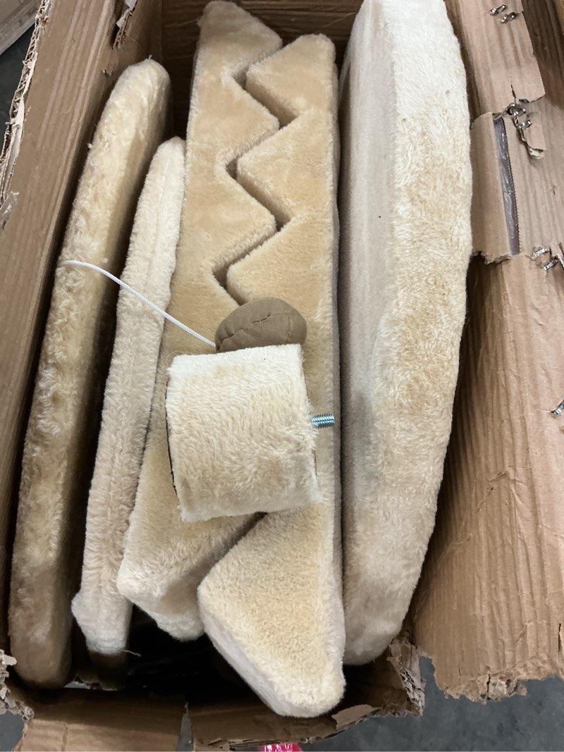 Condition photo showing As Is for TRIXIE Elsa Senior Cat Tower with Scratching Posts, Hammock, Stairs, Top Platform Bed, Dangling Pom-Pom Beige