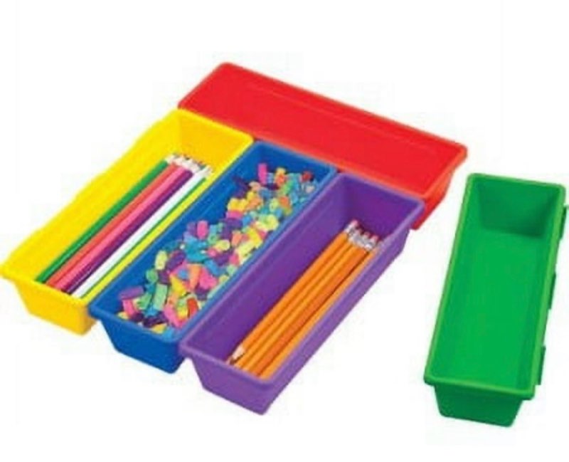 storex pencil trays, pack of 5, assorted colors, 6 packs total