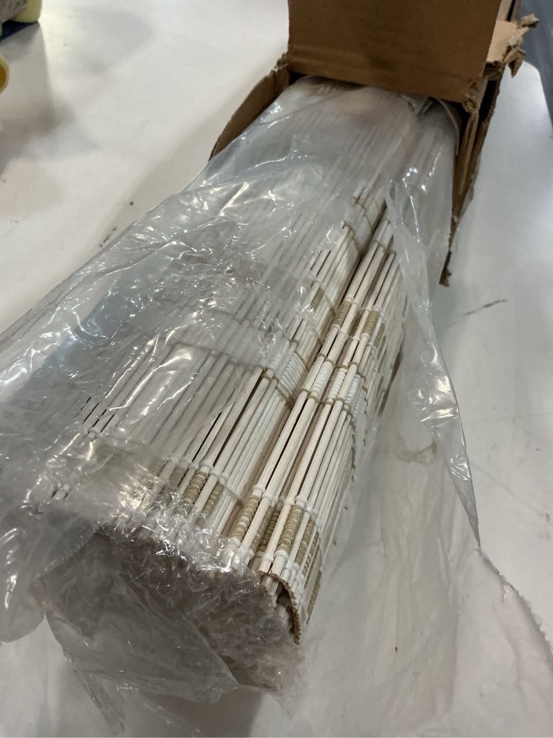 Condition photo showing Good Condition for lazblinds no tools no drill cordless bamboo roman shades, light filtering window treatment, roll up bamboo blinds for window 36'' w x 64'' h, whitewash b whitewash b 36'' w x 64'' h