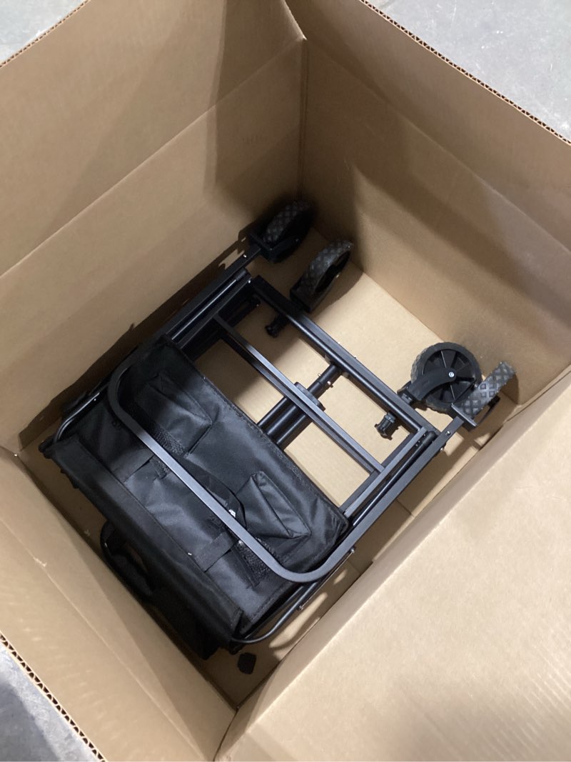 Condition photo showing As Is for pasamic collapsible wagon 220 lbs, heavy duty wagon carts foldable, portable wagons for groceries, beach cart with all-terrain wheels & drink holders, utility wagon for shopping, sports, camping,black
