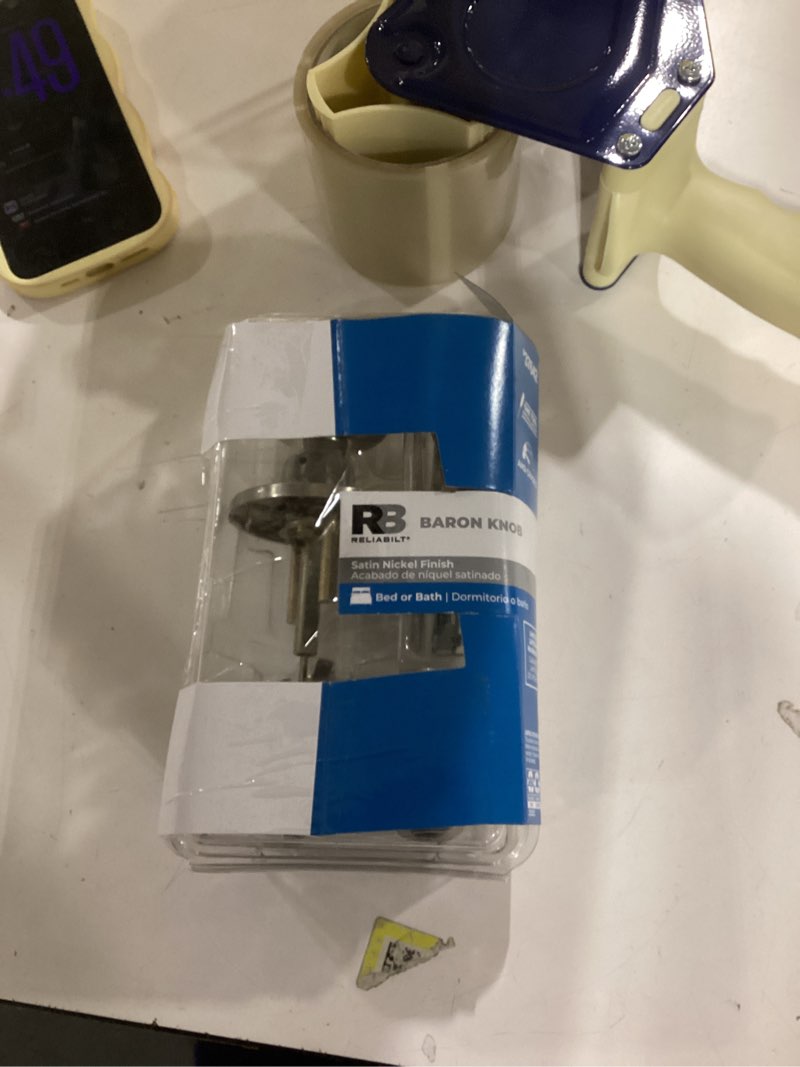 Condition photo showing As Is for RELIABILT Baron Satin Nickel Interior or Bed/Bath Privacy Door Knob