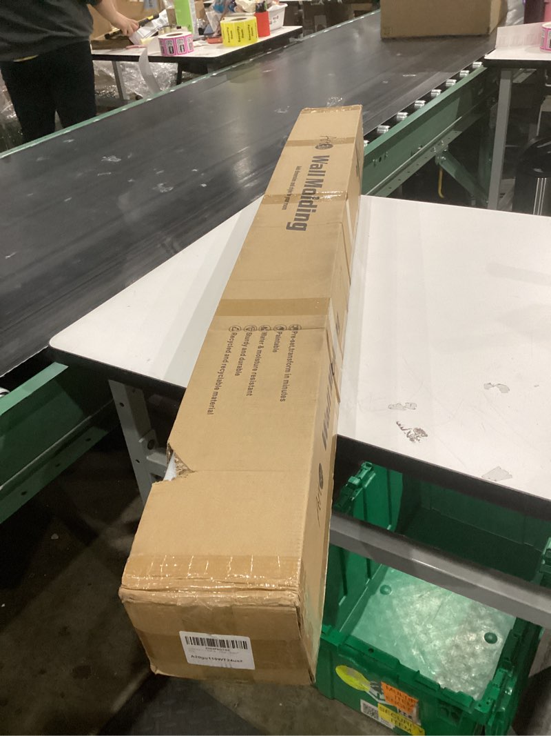 Condition photo showing New/Like New for Art3d Pre-Cut Wall Molding Set of 6 pcs, Ready-to-Assemble Wainscoting Panels for Interior Wall Décor Living Room Bedroom Accent Wall - Installed with Glue, 3 Top 3 Bottom White: Style 2