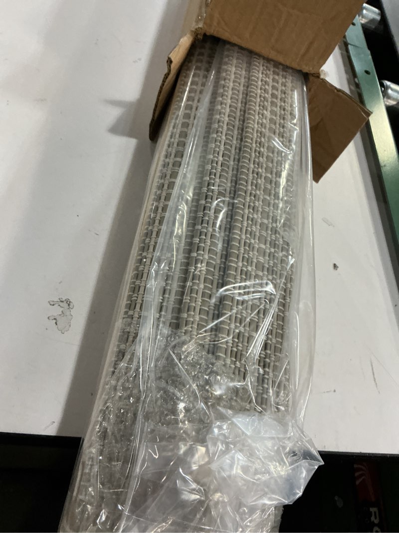 Condition photo showing Good Condition for LazBlinds Cordless Bamboo Roman Shades for Windows, Light Filtering Natural Bamboo Blinds, Easy Lift Cordless Design for Living Room & Bedroom, Fits Interior Windows 31.5" W x 64" H, Greystone Greystone 31.5"W x 64"H