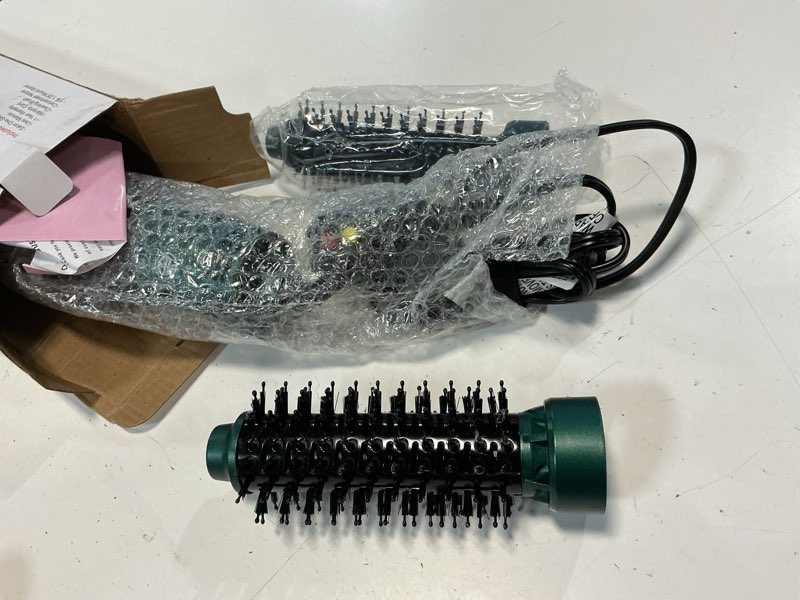 Condition photo showing Good Condition for aima beauty blow dryer brush set - 4-in-1 round brush blow dryer adds shine, smooth, curl & volume for short to medium hair, interchangeable 1” & 1.25” round barrel, ionic frizz control, dark green 1" & 1.25" round barrel dark green