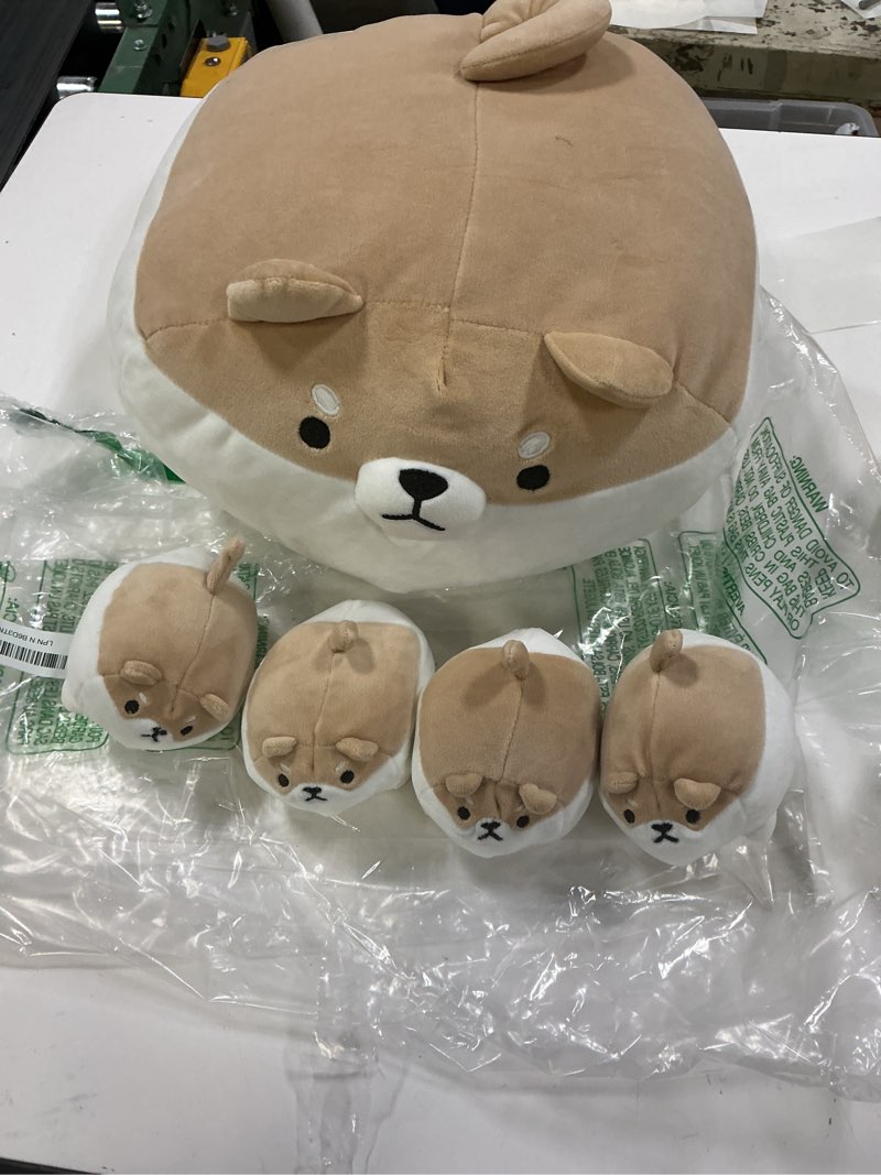 Condition photo showing New/Like New for SQEQE Stuffed Animal Shiba Inu Plush Toy with 4 Baby Shiba Inu Plushies in her Tummy, Stuffed Cotton Plush Animal Toy Gift for Kids