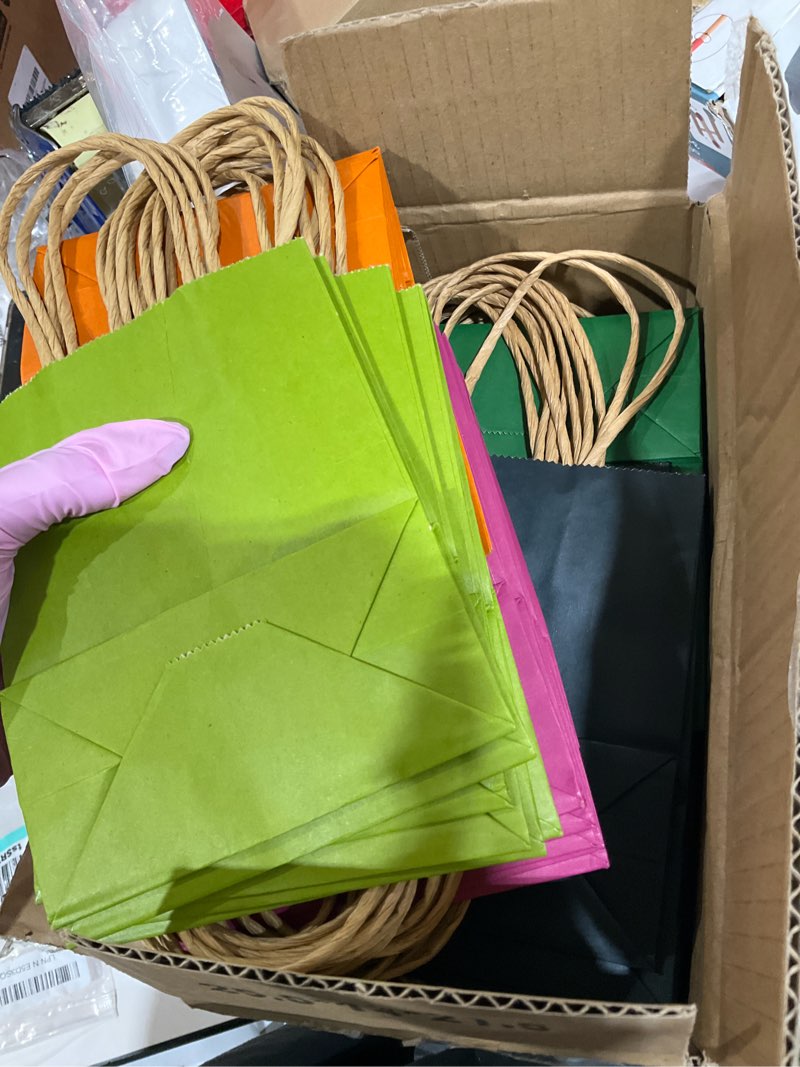 Condition photo showing Good Condition for Mini Size Paper Gift Bags with Handles - 4.5\"×2.5\"×6\" Kraft Small Party Bags - 16 Solid Colors 100 Count (Mini Size)